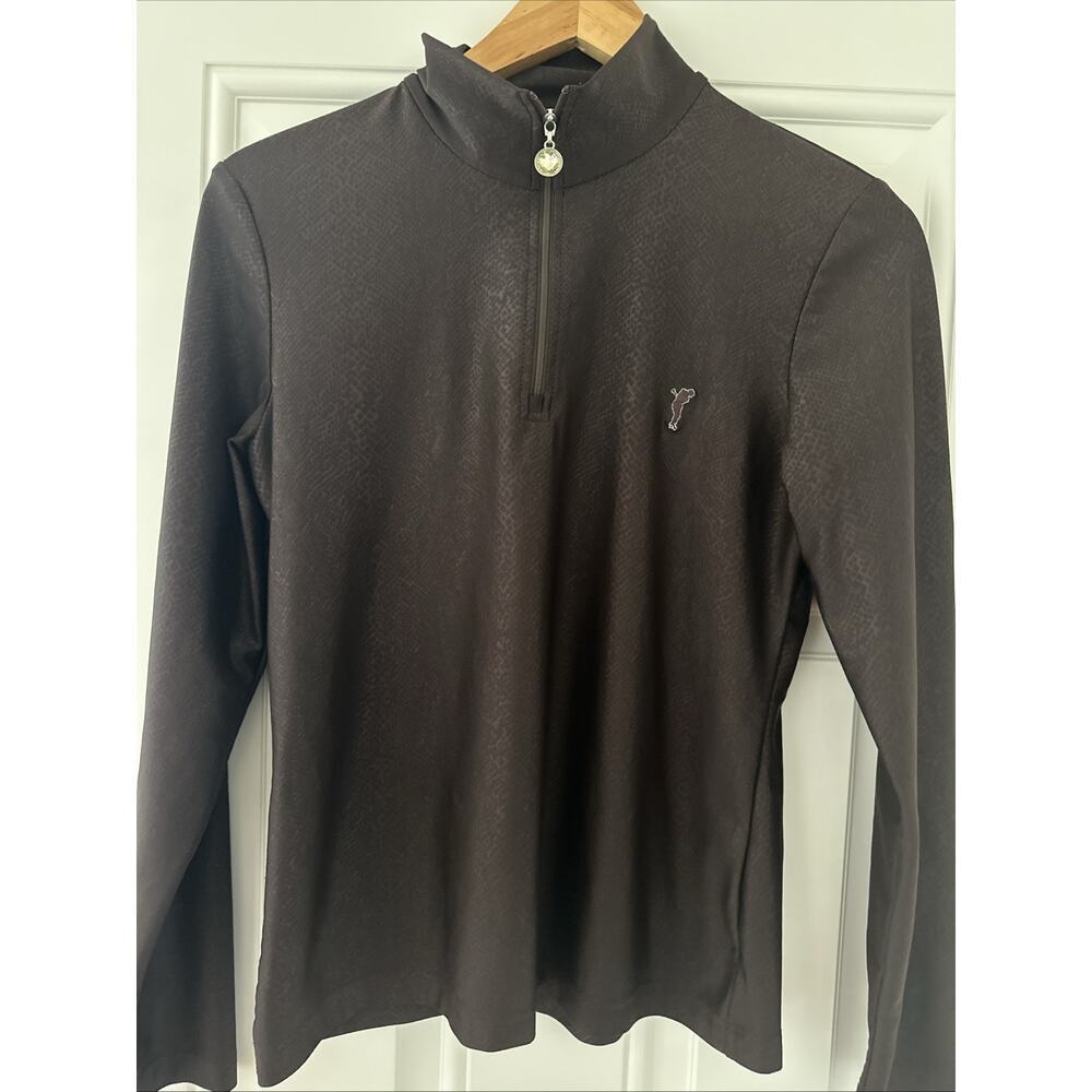 Golfino Ladies SNAKESKIN TROYER 5232124 Golf Brown 6 Small 1/4 Zip Longsleeve